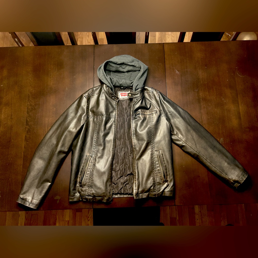 Levi's Men's Bomber Jacket Brown Faux Leather size MEDIUM